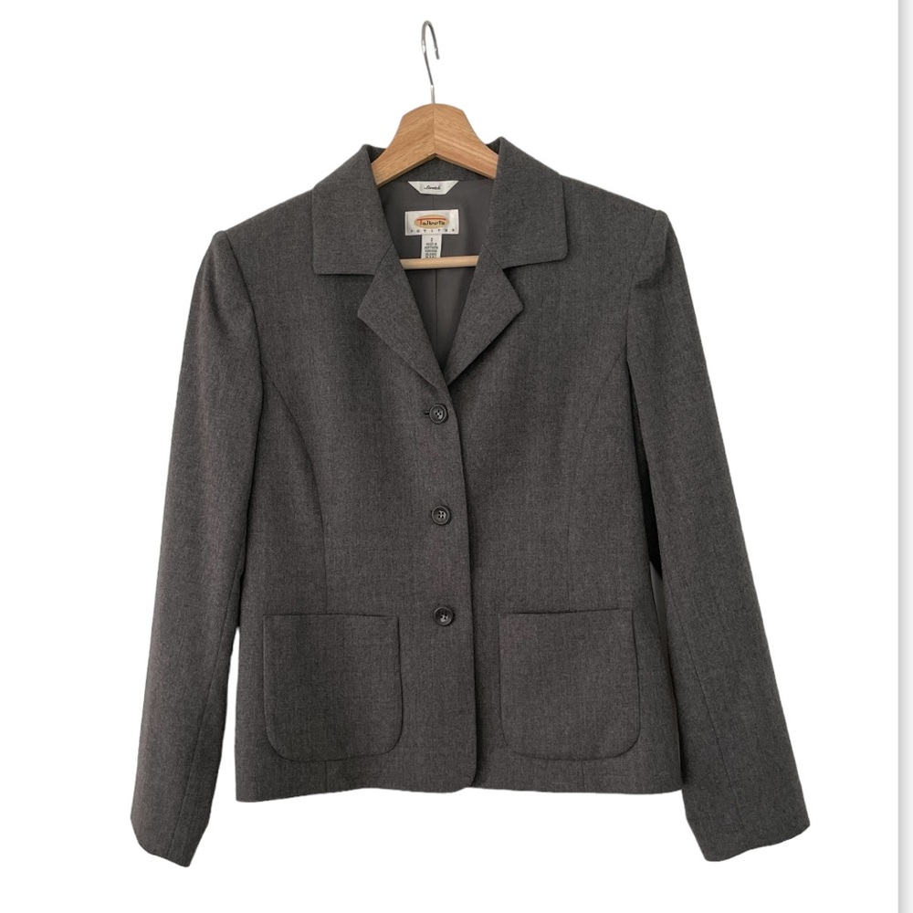 Talbots Petite Stretch Wool Blazer Size 2P Gray 3 Button Lined NWOT